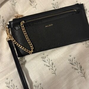 ALDO Black Clutch Bag with Gold Chain